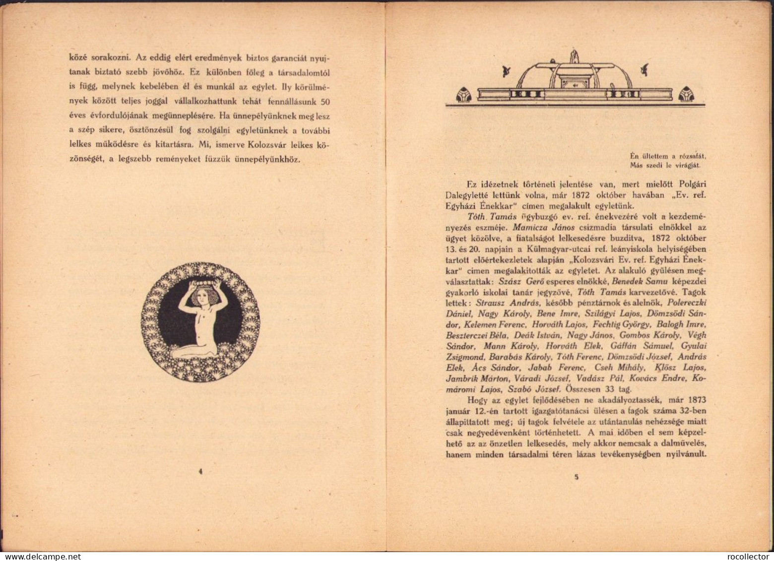 A Kolozsvári Iparos Egylet Dalkőrének Emlékkönyve 1872-1923 összeállitotta Csizhegyi Sándor, 1923 720SPN - Old Books