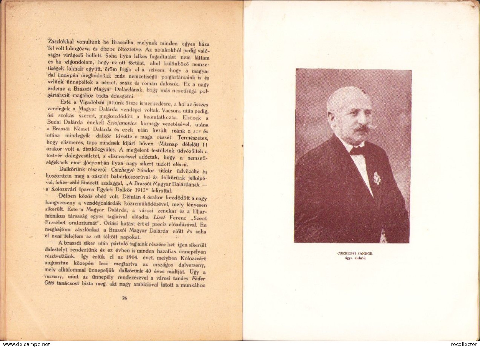 A kolozsvári Iparos Egylet Dalkőrének emlékkönyve 1872-1923 összeállitotta Csizhegyi Sándor, 1923 720SPN