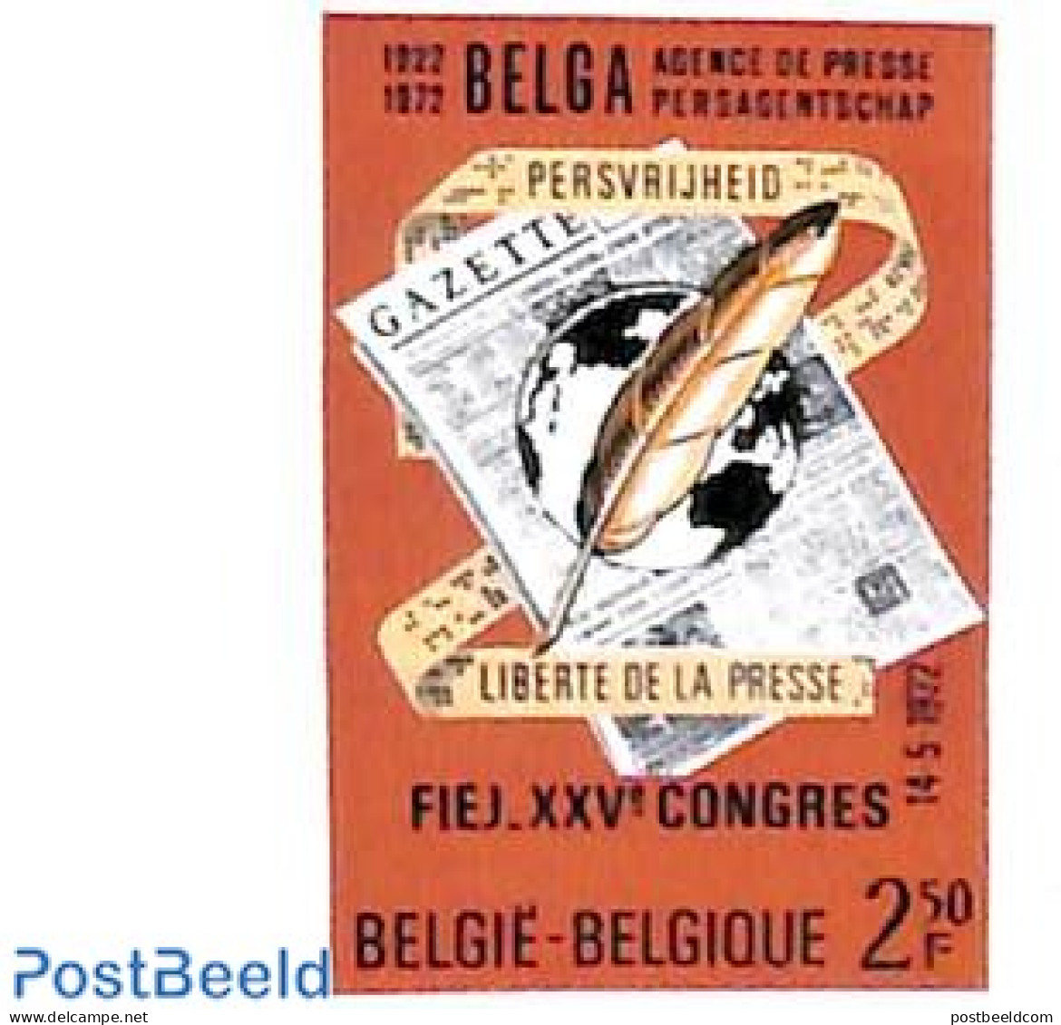 Belgium 1972 Belga Press Agency 1v, Imperforated, Mint NH, History - Newspapers & Journalism - Unused Stamps