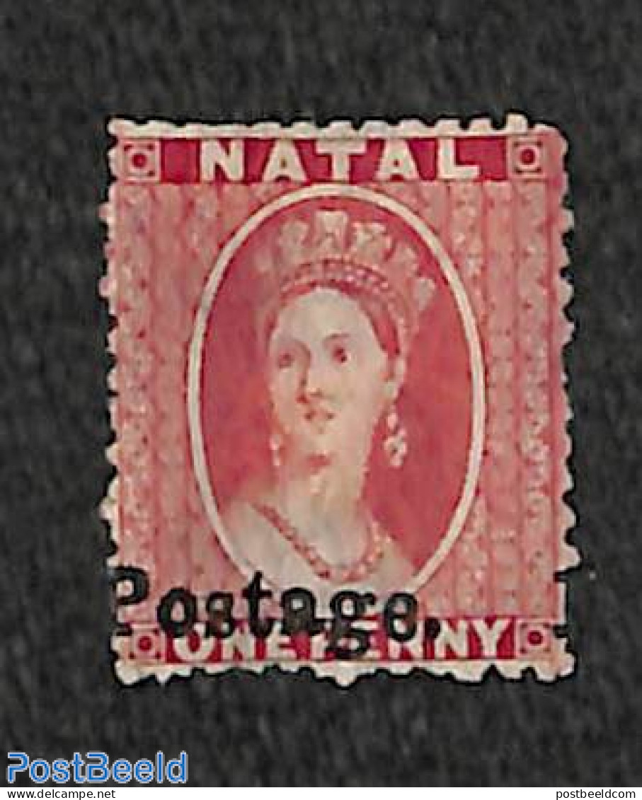 Natal 1869 1d, Postage. Moved Overprint, Unused Without Gum, Unused (hinged) - Natal (1857-1909)