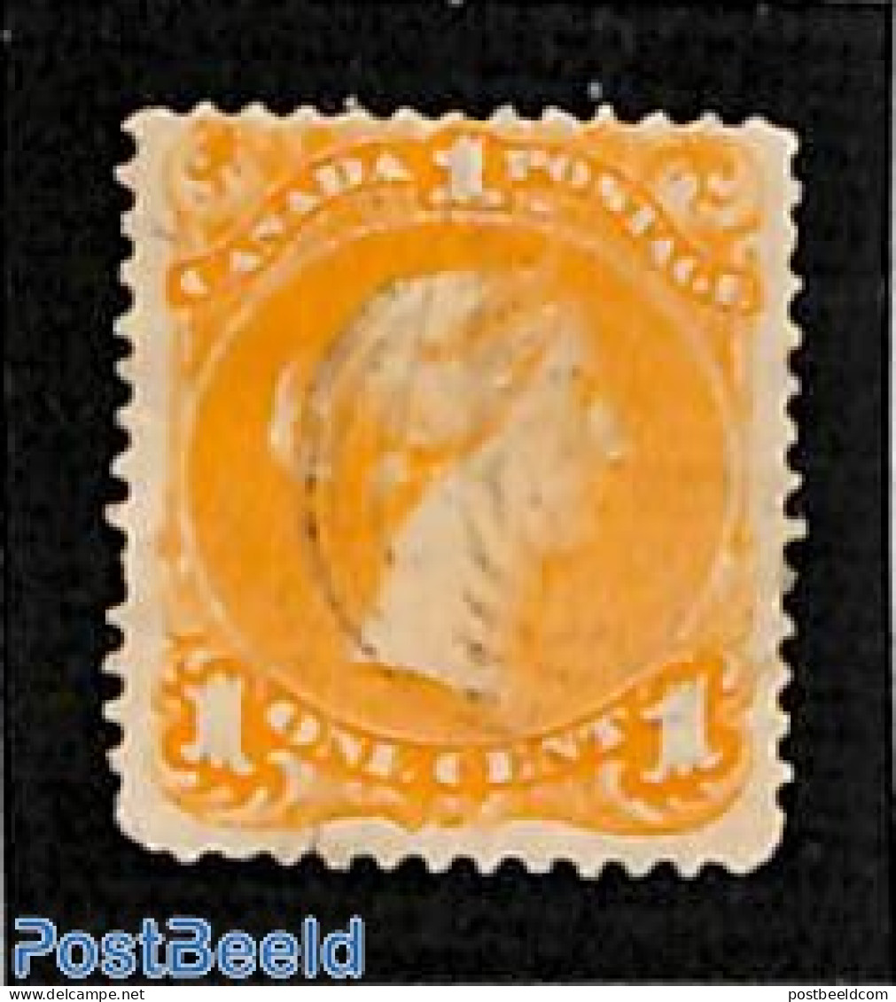 Canada 1868 1c, Yelloworange, Used, Used Stamps - Oblitérés