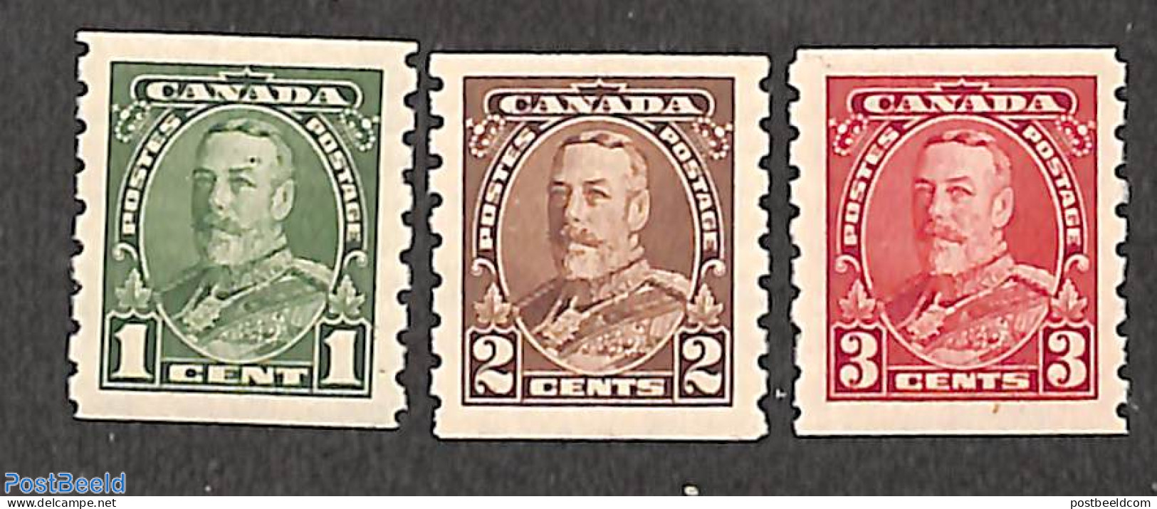 Canada 1935 Definitives 3v, Coil Stamps, Unused (hinged) - Unused Stamps