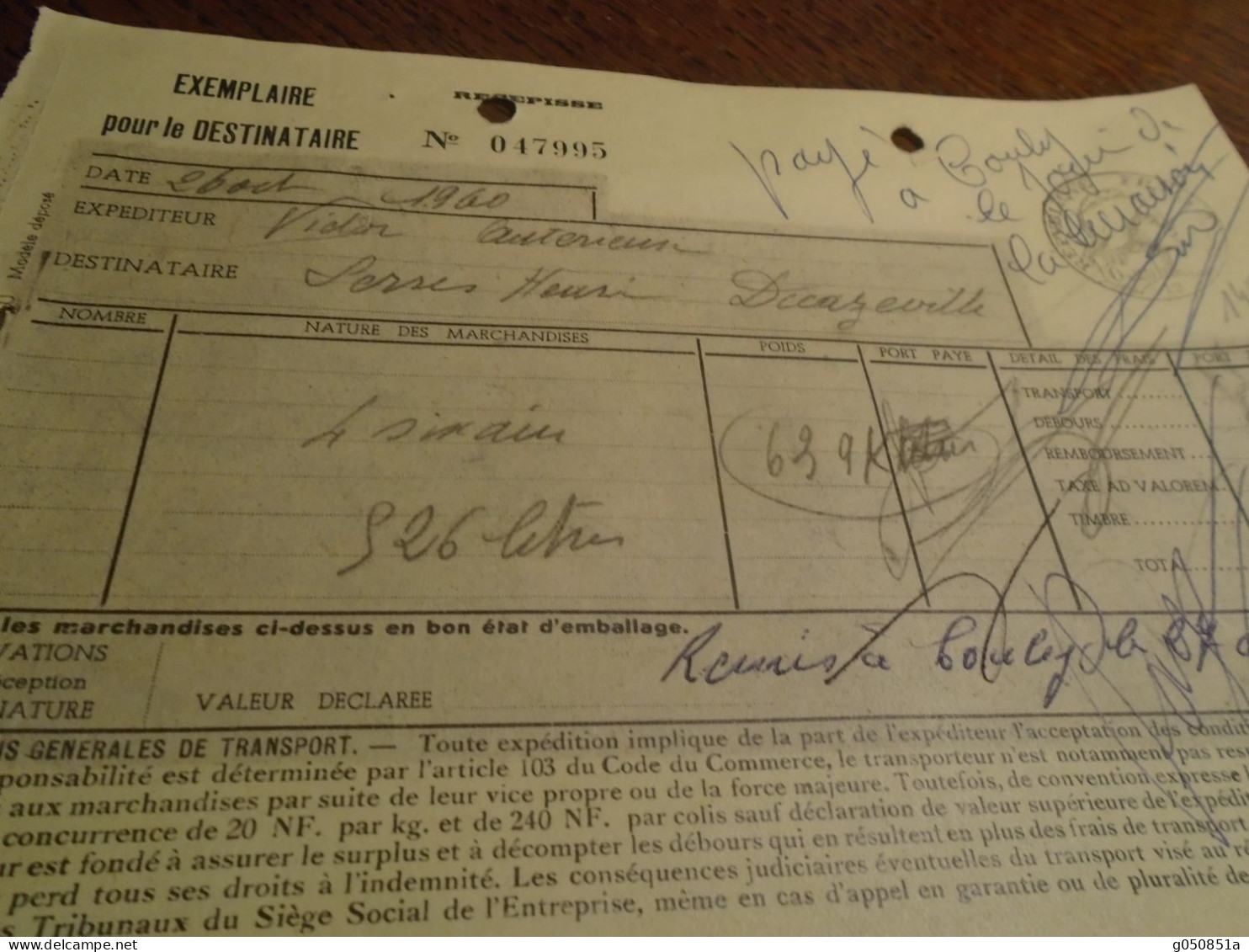 1960- AVEYRON   ( GAGES Pour Decazeville ) Facture AVEC OBL /NOIRE TAMPON FISCAL  =0, 25 Nouveau/ Frs + (12) + 3 Photos - Lettres & Documents