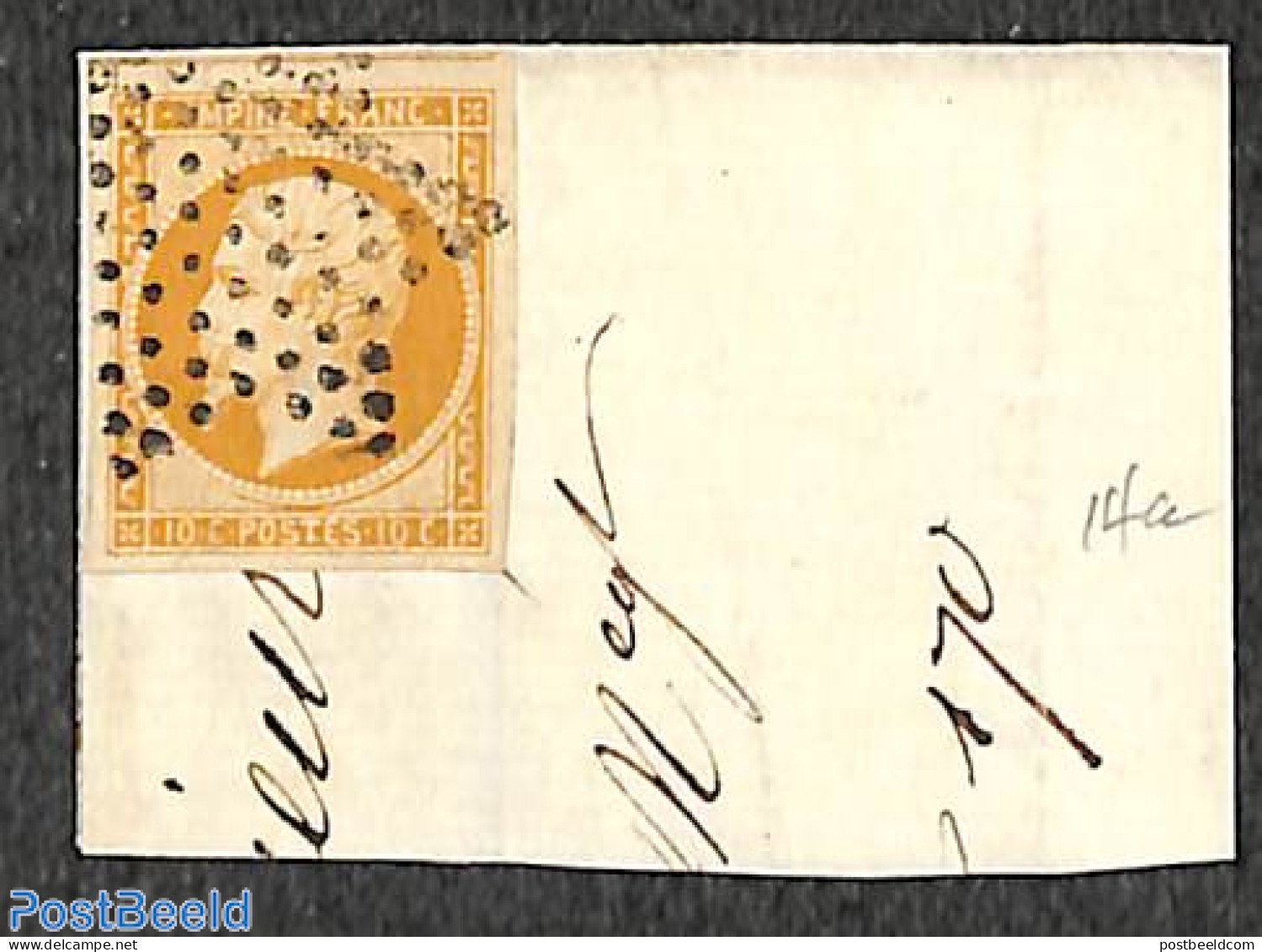 France 1853 10c Used, Very Good Margins, On Piece Of Letter, Used Stamps - Gebruikt