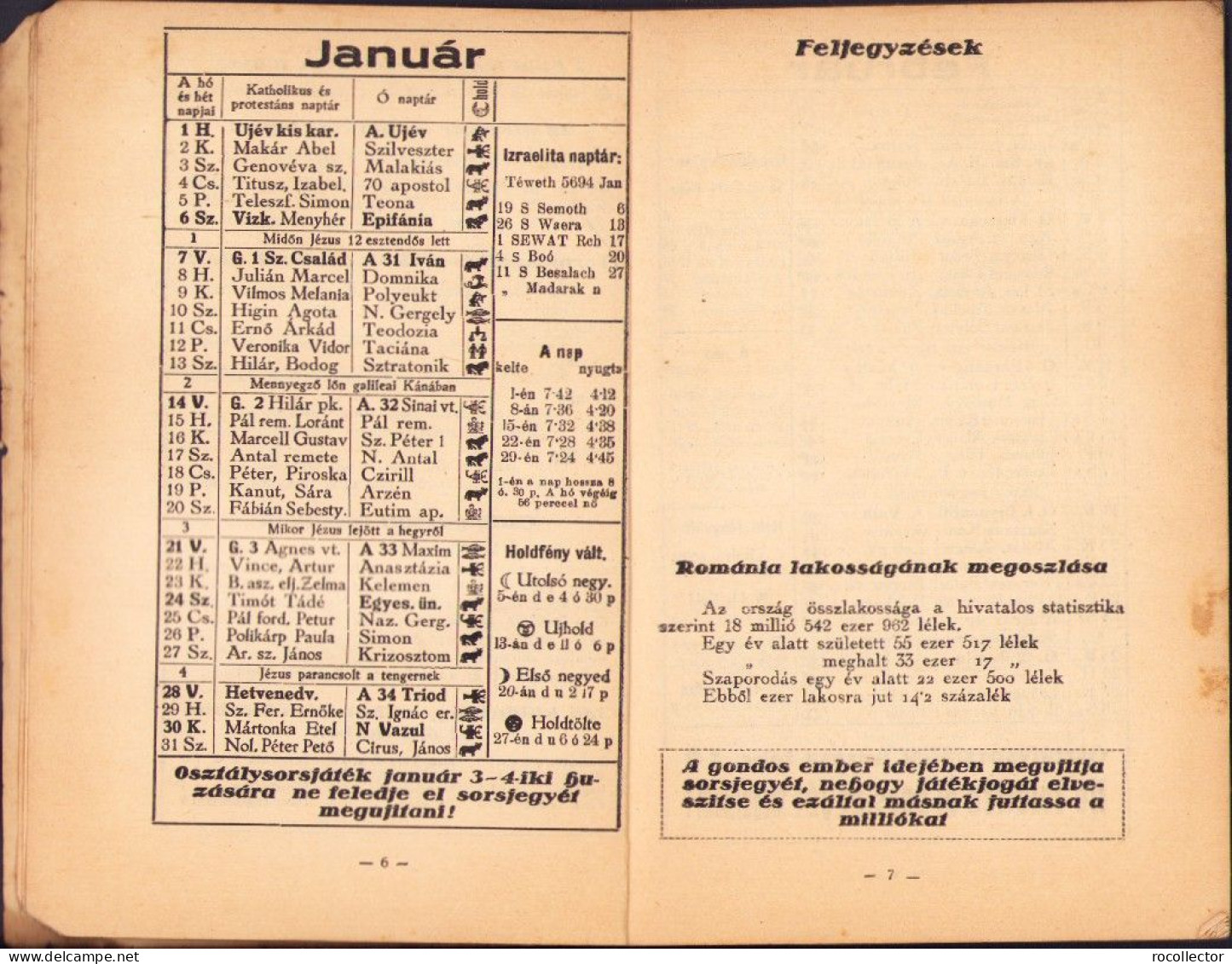 Szerencsés Ember Magyar Naptára Az 1934-ik Közönséges Esztendőre Marosvasarhely 718SPN - Alte Bücher