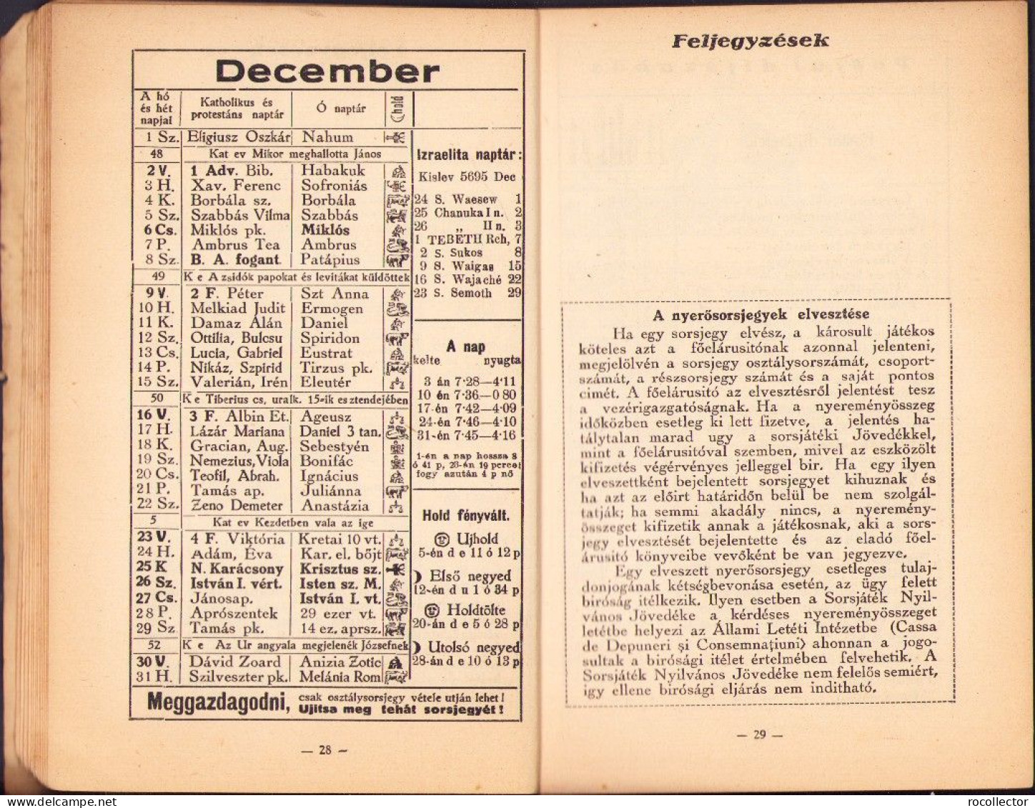 Szerencsés ember magyar naptára az 1934-ik közönséges esztendőre Marosvasarhely 718SPN
