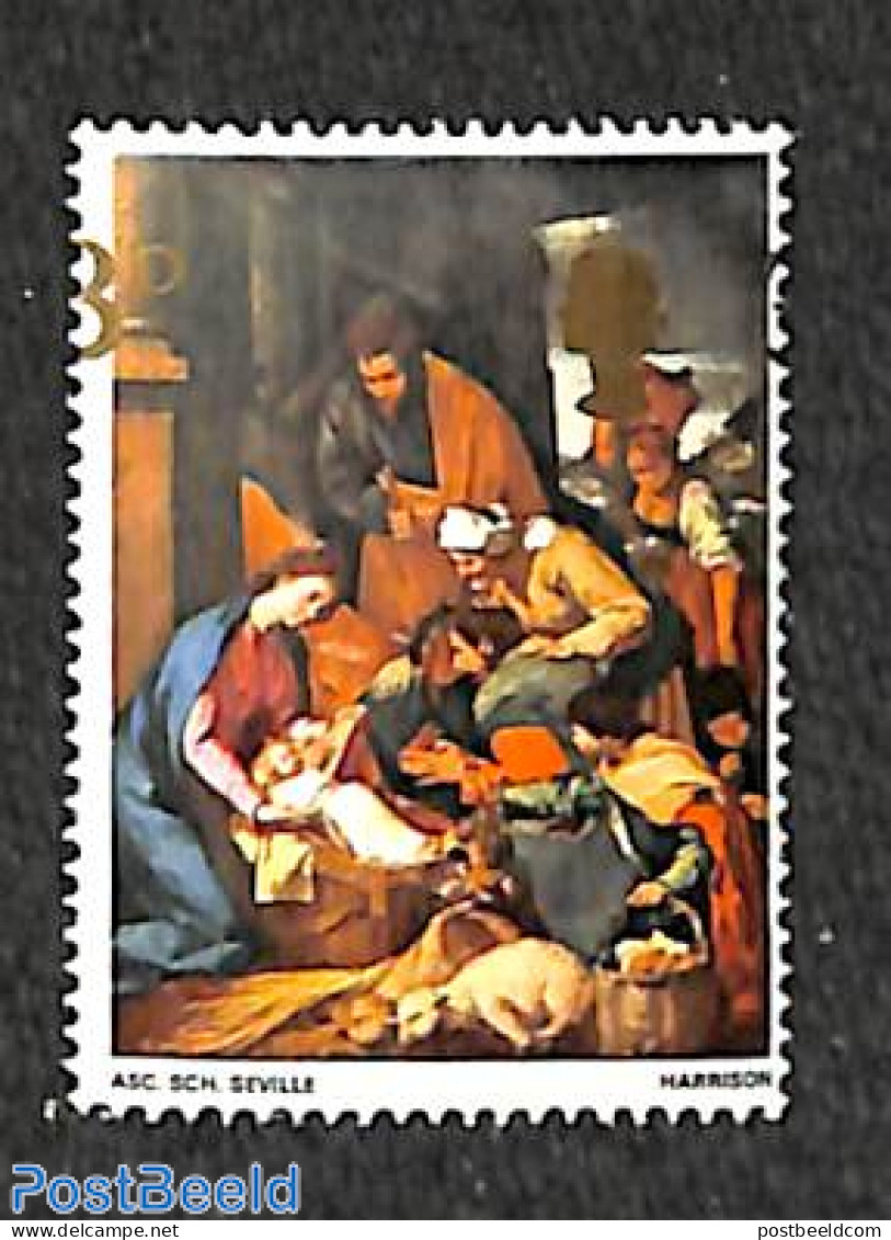 Great Britain 1967 3d Christmas, Misplaced Gold To Left, Mint NH, Religion - Various - Christmas - Errors, Misprints, .. - Unused Stamps