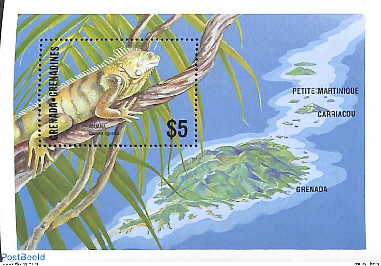 Grenada Grenadines 1986 Iguana S/s, Mint NH, Nature - Reptiles - Grenada (1974-...)