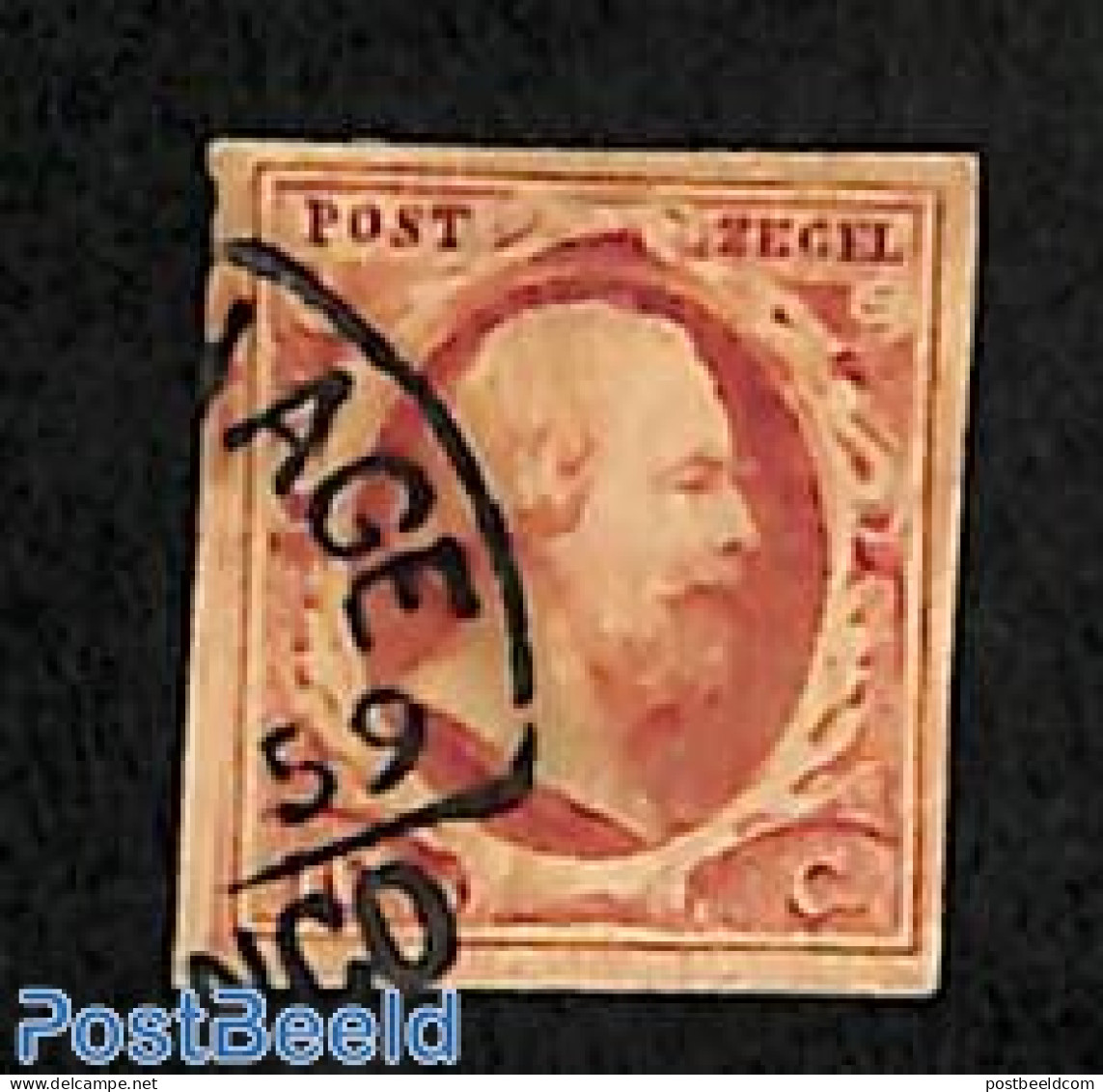 Netherlands 1852 10, Plate V, Used, Used Or CTO - Gebruikt