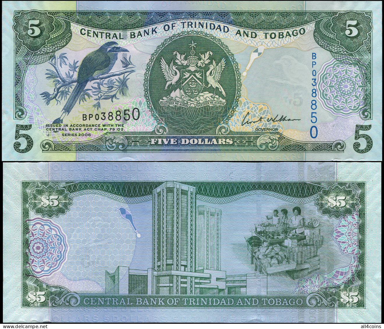 Trinidad And Tobago 5 Dollars. 2006 (2007) Unc. Banknote Cat# P.47a - Trinidad & Tobago