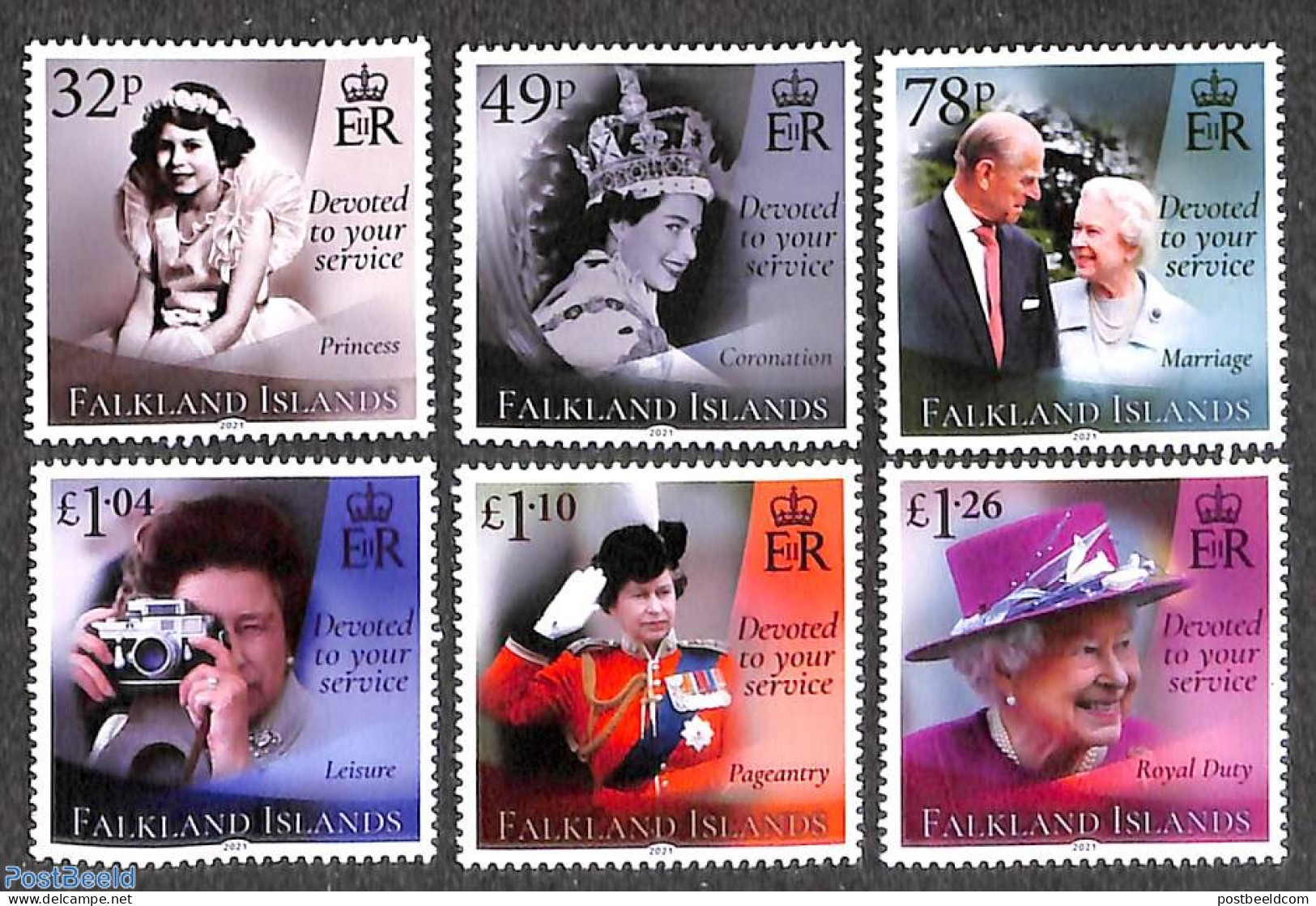 Falkland Islands 2021 Queen Elizabeth 95th Birthday 6v, Mint NH, History - Kings & Queens (Royalty) - Art - Photography - Royalties, Royals