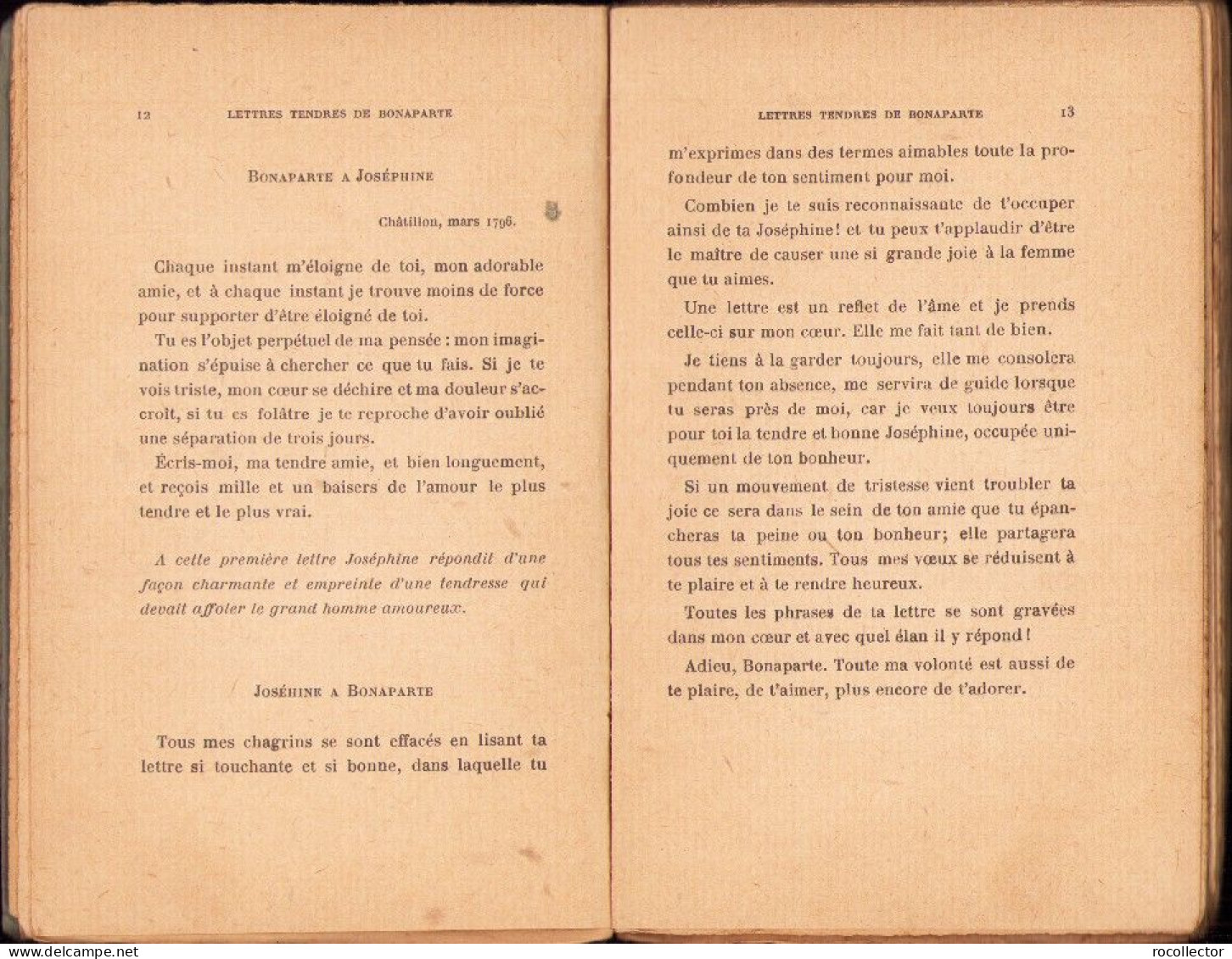 Lettres Tendres De Bonaparte, 1929 C4314N - Libri Vecchi E Da Collezione