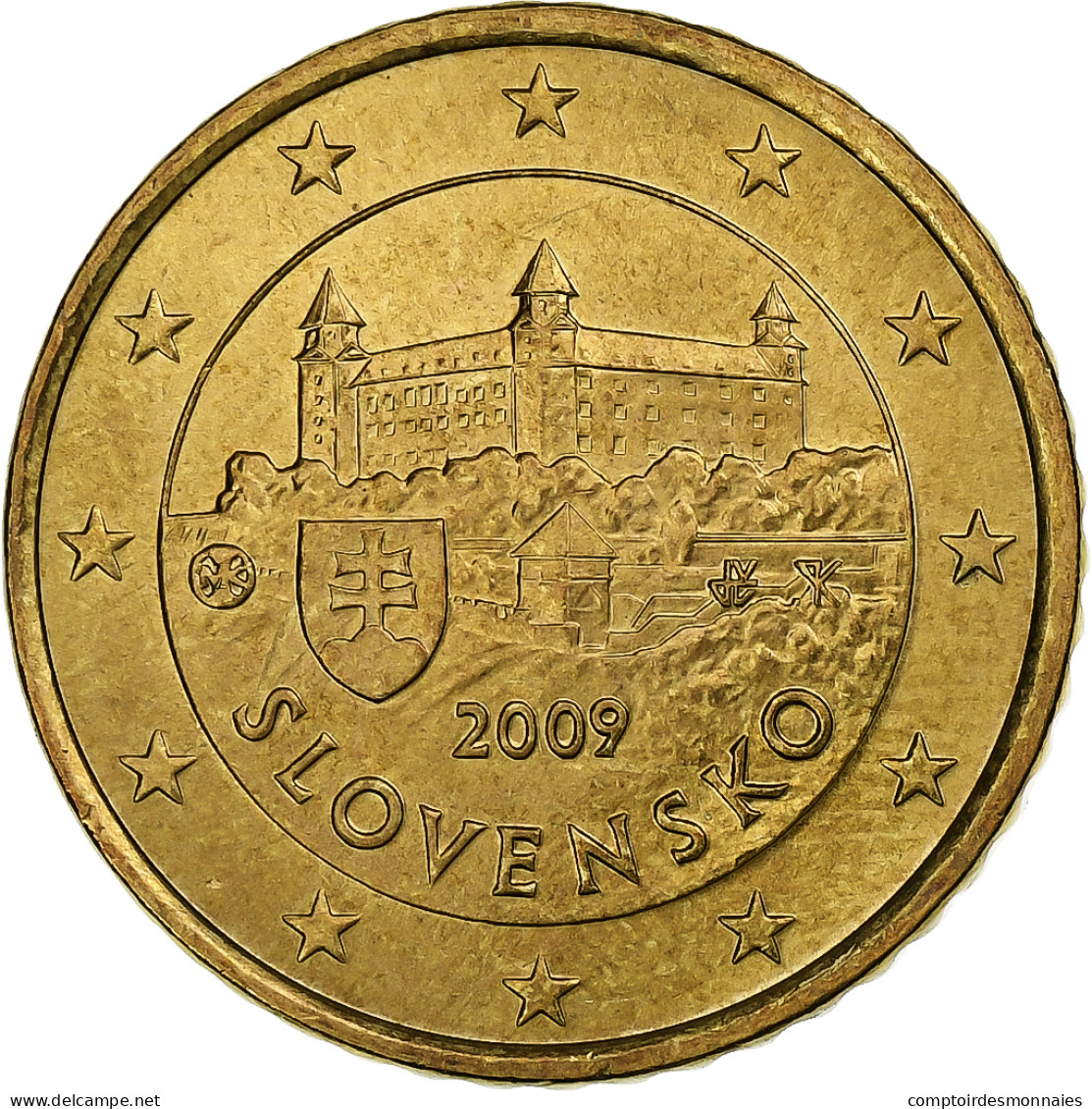 Slovaquie, 50 Euro Cent, Bratislava Castle, 2009, Golden, SUP, Or Nordique - Slowakije