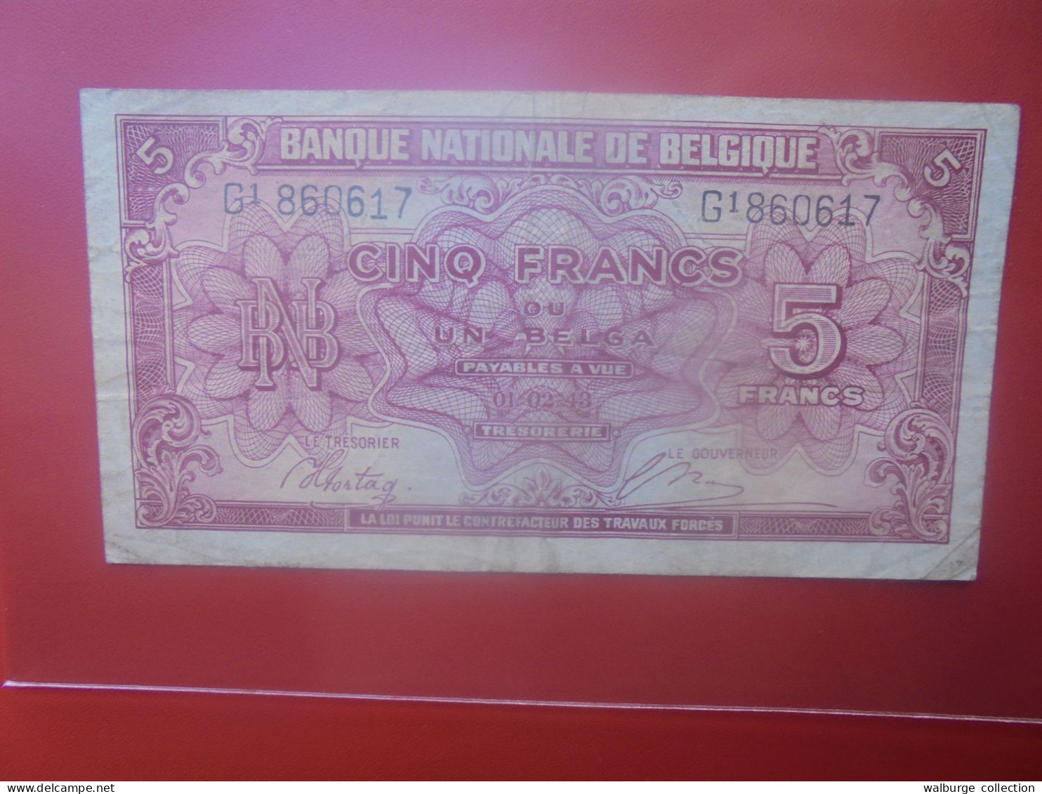 BELGIQUE 5 Francs 1943 Circuler (B.33) - 5 Francos-1 Belga