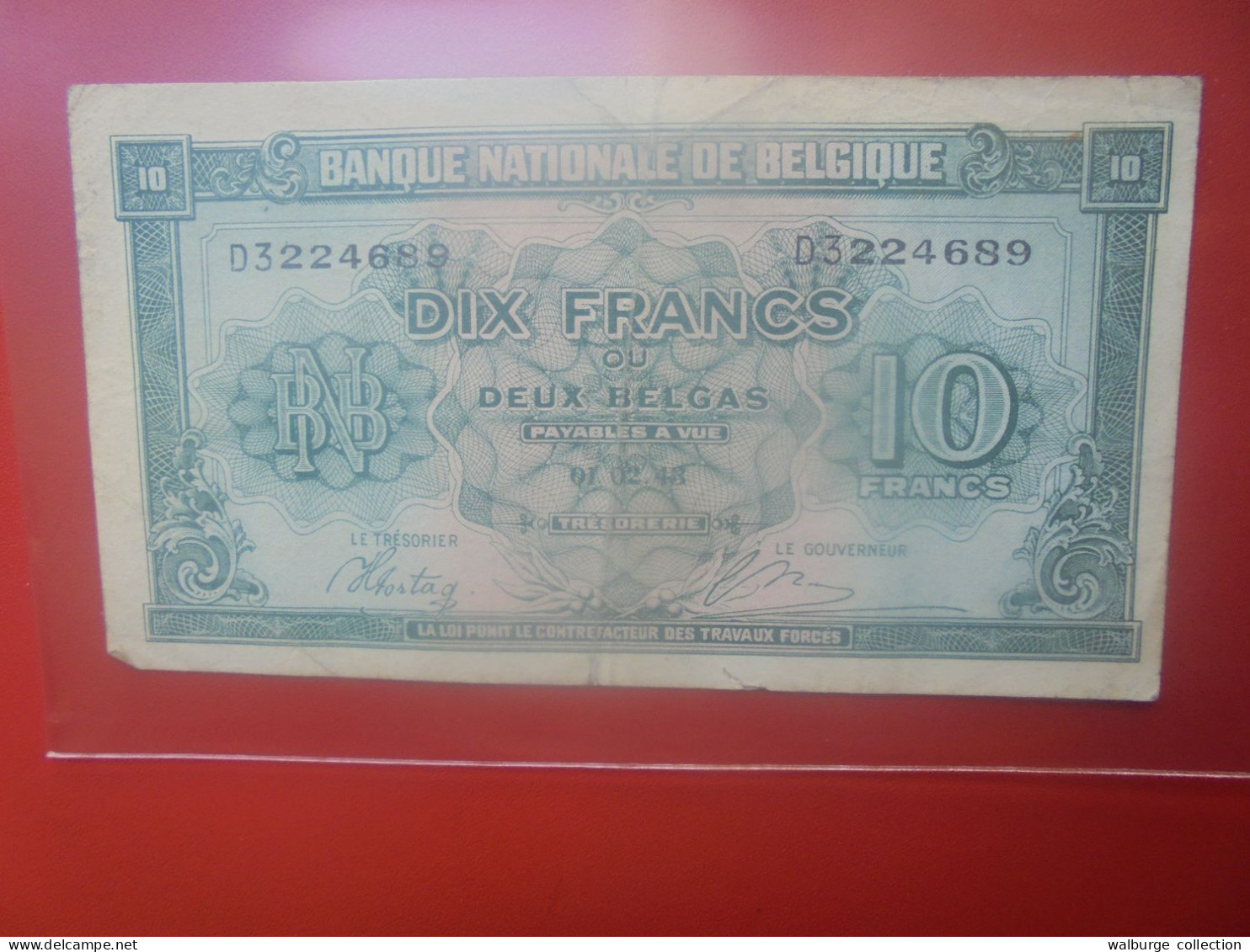 BELGIQUE 10 Francs 1943 Circuler (B.33) - 10 Franchi-2 Belgas