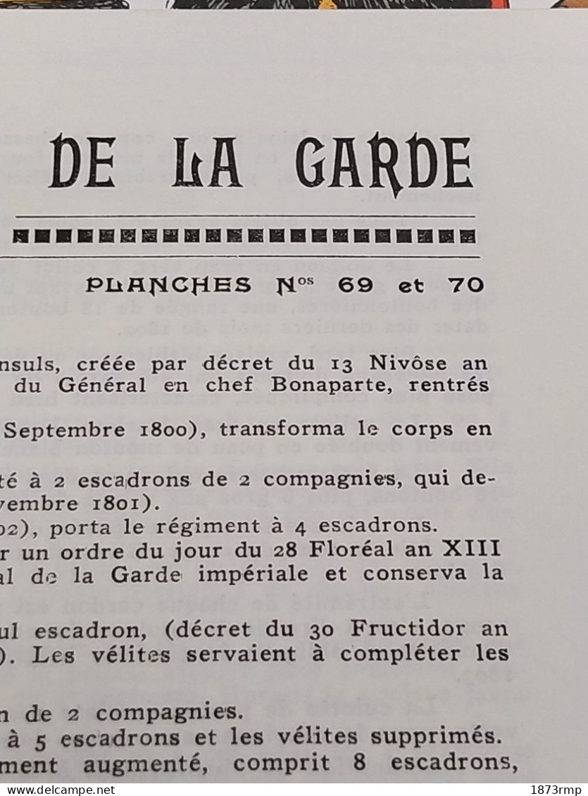 CHASSEURS A CHEVAL DE LA GARDE 1800.1815, 2 PLANCHES N°69.70 L. ROUSSELOT 1966 PREMIER EMPIRE - Sonstige & Ohne Zuordnung