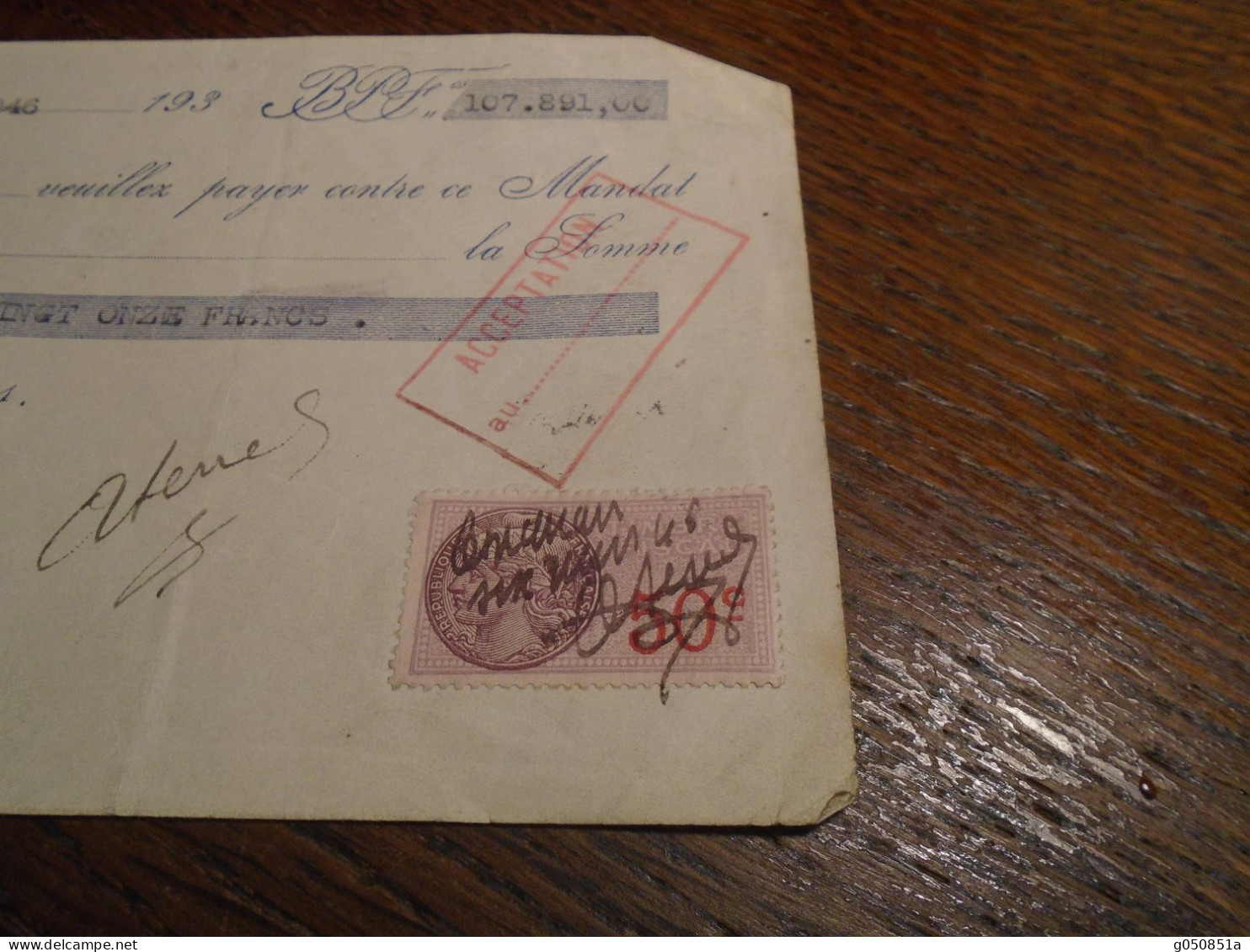 1946 -  AUDE ( Lezignan/Corbieres) Pour  AVEYRON  Decazeville ) Lettre De CHANGE  AVEC TP/FISCAL  N° 311  (1415) - Lettres & Documents