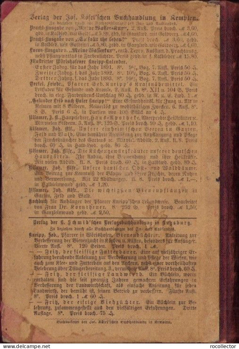 Meine Wasser-Kur durch mehr als 35 Jahre erprobt und geschrieben zur Heilung der Krankheiten von Sebastian Kneipp, 1893