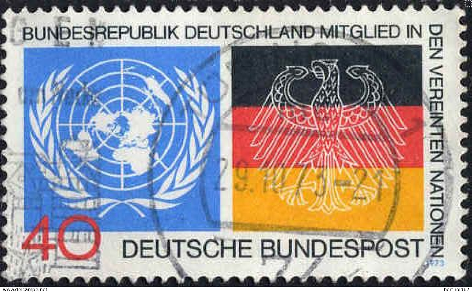 RFA Poste Obl Yv: 628 Mi:781 Bundesrepublik Deutschland In Den Vereinten Nationen (TB Cachet à Date) - Gebruikt