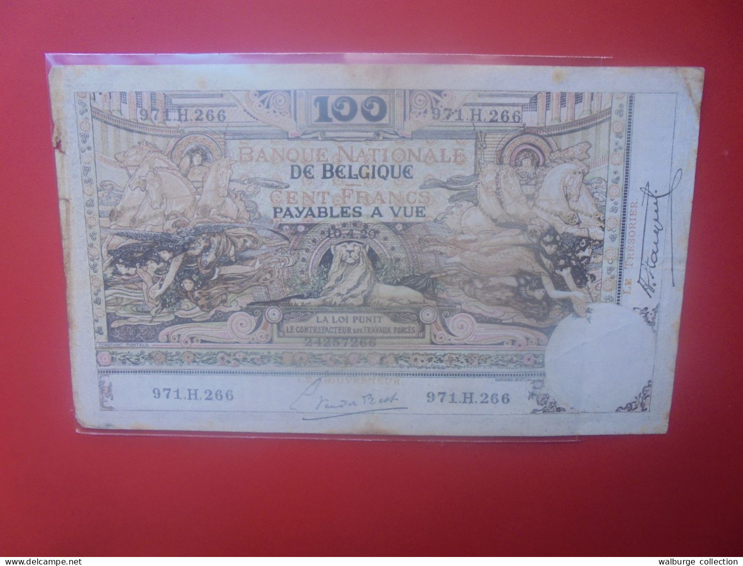 BELGIQUE 100 Francs 1920 Circuler COTES:20-40-100 EURO (B.33) - 100 Francos & 100 Francos-20 Belgas