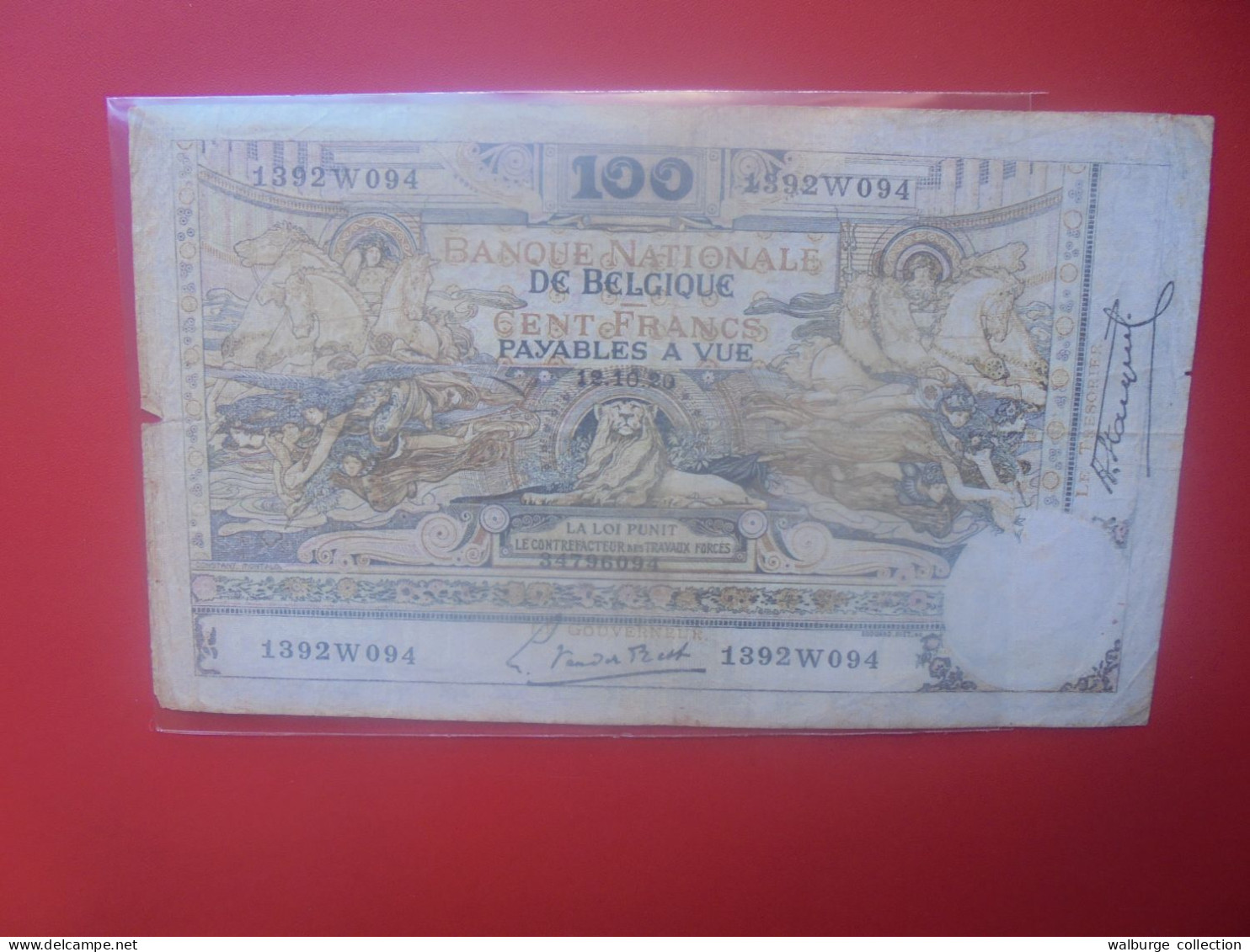 BELGIQUE 100 Francs 1920 Circuler COTES:20-40-100 EURO (B.33) - 100 Frank & 100 Frank-20 Belgas