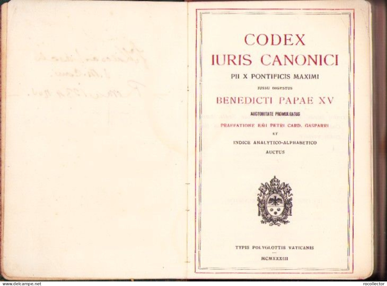 Codex Iuris Canonici Pii X Pontificis Maximi Iussu Digestus Benedicti Papae XV Auctoritate Promulgatus, 1933 C4291N - Libros Antiguos Y De Colección