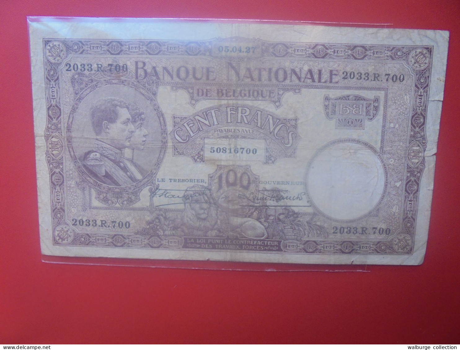 BELGIQUE 100 Francs 1927 (Date+Rare !) Circuler COTES:35-70-175 EURO (B.33) - 100 Frank & 100 Frank-20 Belgas