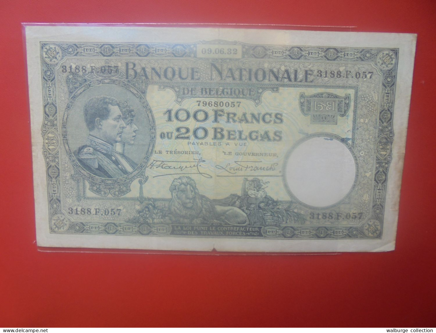 BELGIQUE 100 Francs 1932 Circuler COTES:20-40-100 EURO (B.33) - 100 Franchi & 100 Franchi-20 Belgas