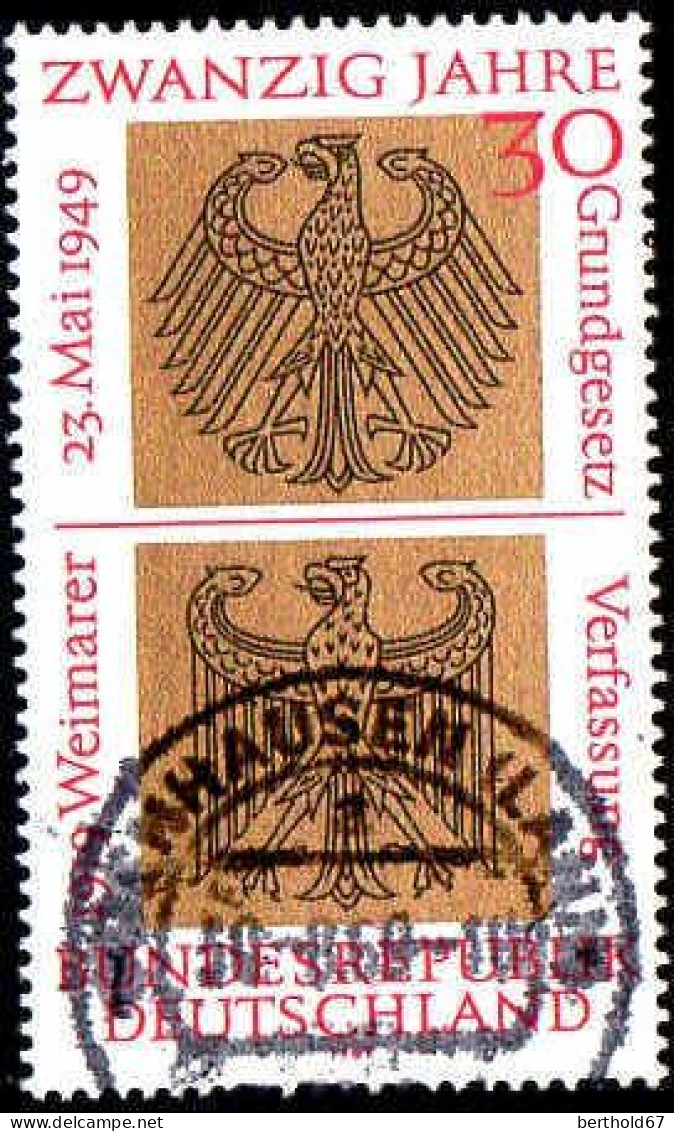 RFA Poste Obl Yv: 448 Mi:585 20.Jahre Grundgesetz (TB Cachet Rond) (Thème) - Stamps