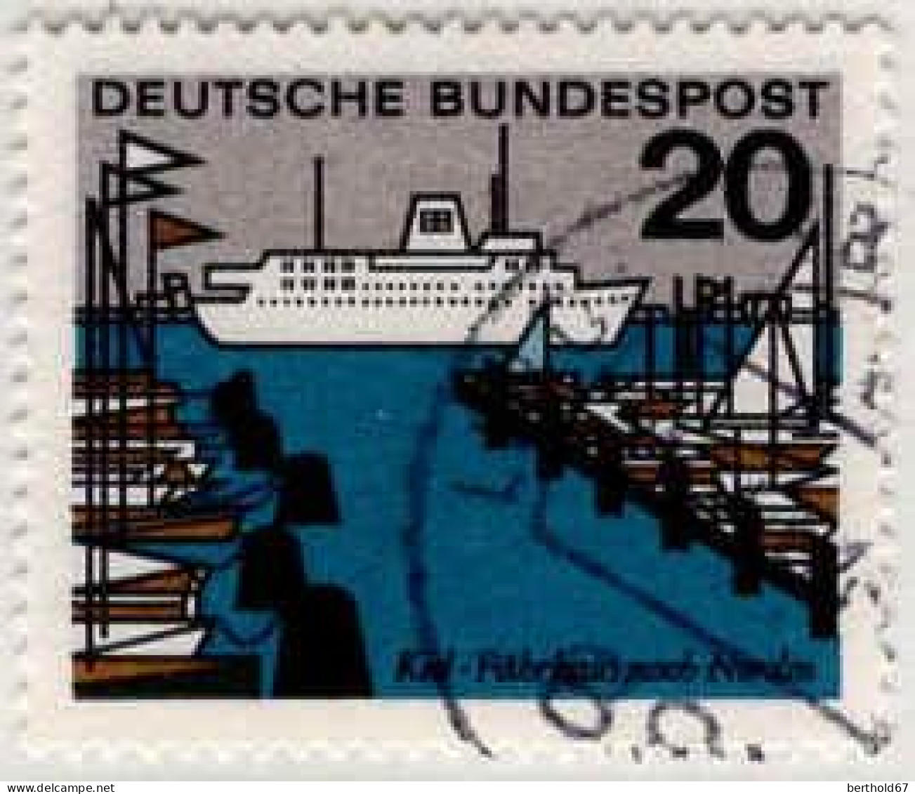 RFA Poste Obl Yv: 290 Mi:418 Kiel-Fährhafen Nach Norden (Beau Cachet Rond) (Thème) - Ships