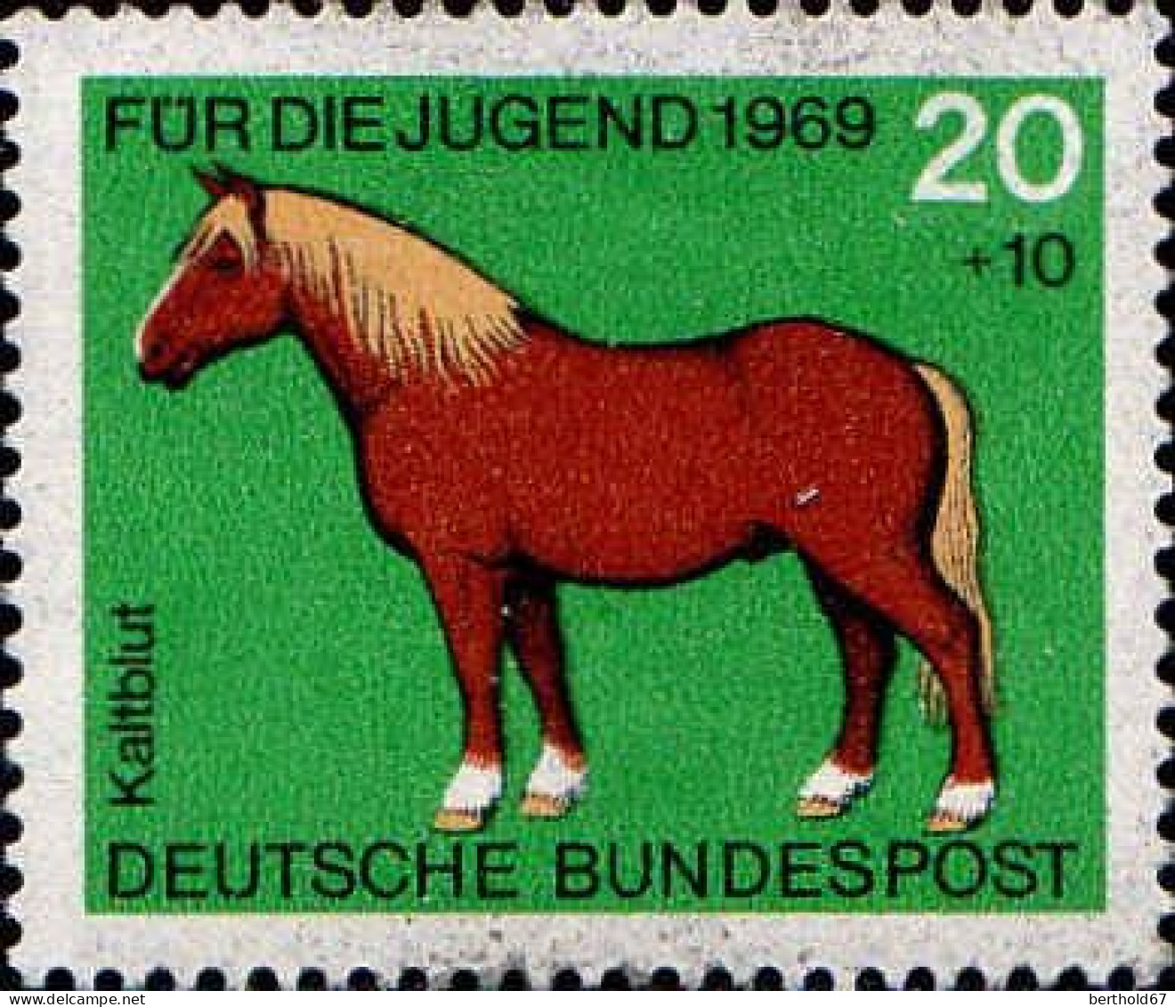 RFA Poste N** Yv: 442 Mi:579 Für Die Jugend Kaltblut (Thème) - Horses