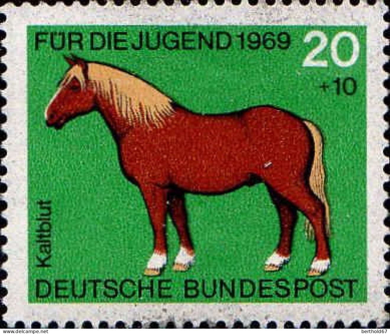 RFA Poste N** Yv: 442 Mi:579 Für Die Jugend Kaltblut (Thème) - Chevaux