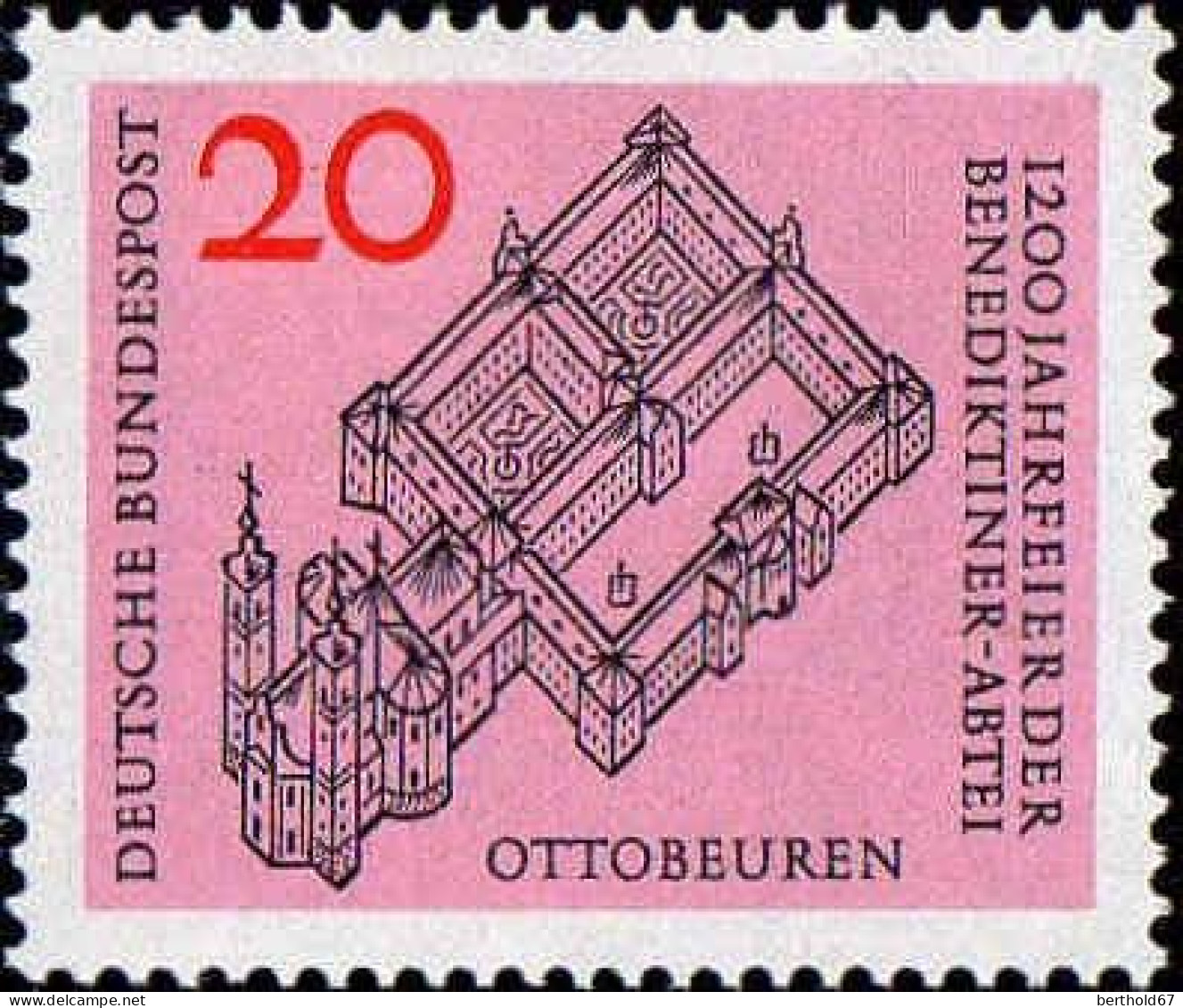 RFA Poste N** Yv: 296 Mi:428 Ottobeuren Benediktiner-Abtei (Thème) - Abadías Y Monasterios