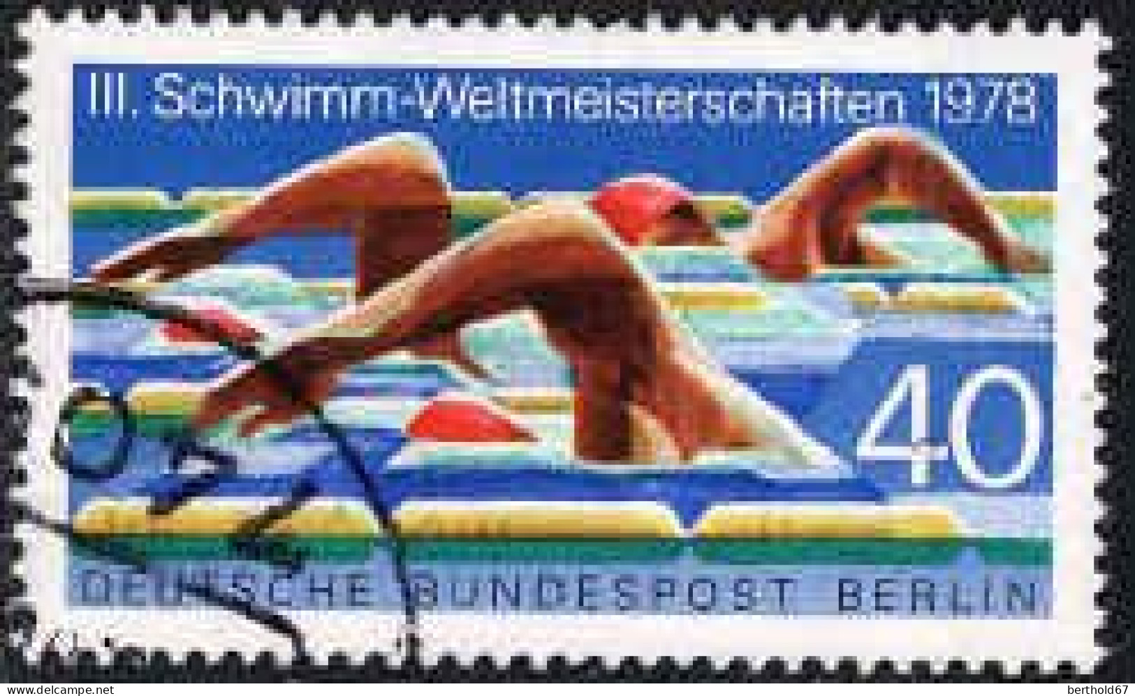 Berlin Poste Obl Yv:533 Mi:571 III.Schwimm-Weltmeisterschaften (Natation) (cachet Rond) - Oblitérés