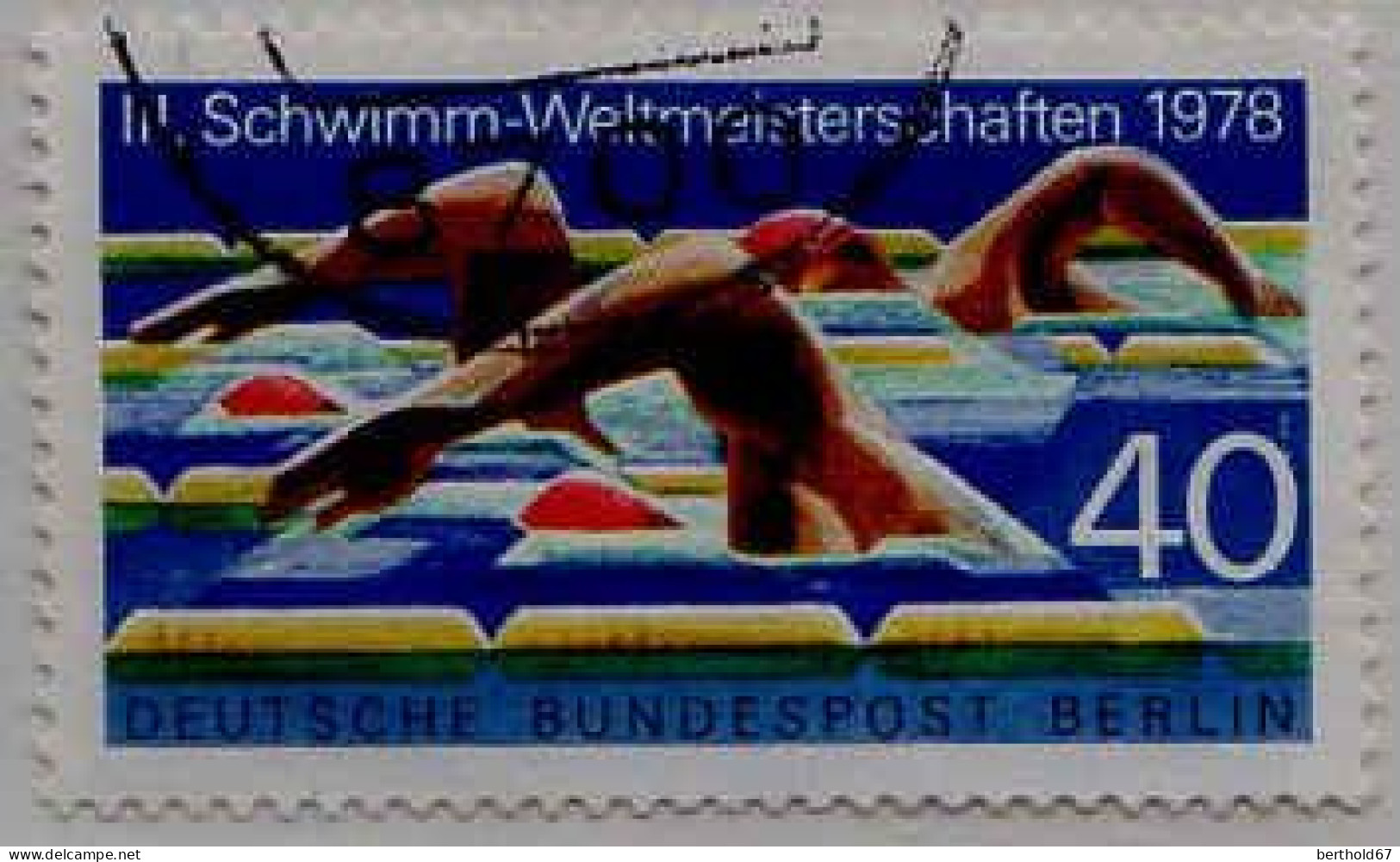 Berlin Poste Obl Yv:533 Mi:571 3.Schwimm-Weltmeisterschaften (Beau Cachet Rond) - Gebraucht