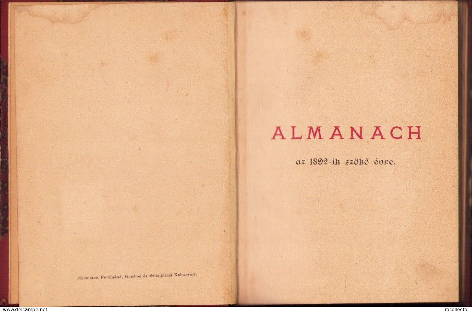 Erdélyi Irok és Müvészek Almanachja Szerkesztettek Fekete Béla és Miskolczi Henrik, 1892, Budapest C4328N - Oude Boeken