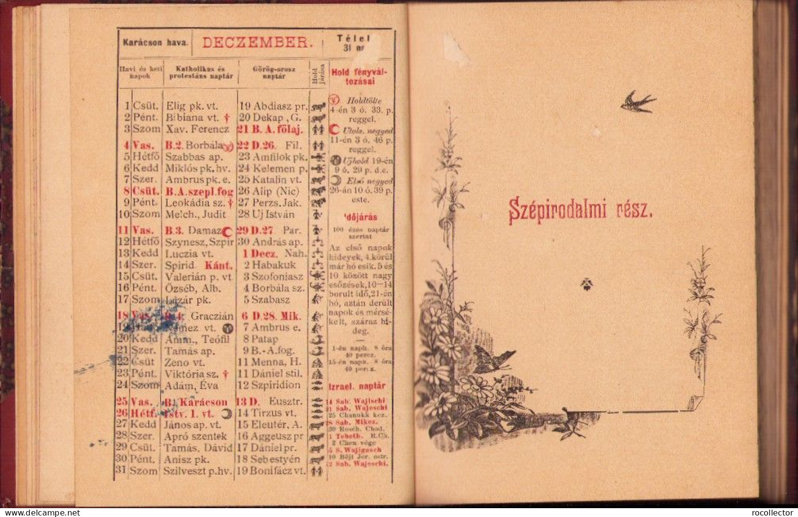 Erdélyi Irok és Müvészek Almanachja Szerkesztettek Fekete Béla és Miskolczi Henrik, 1892, Budapest C4328N - Alte Bücher