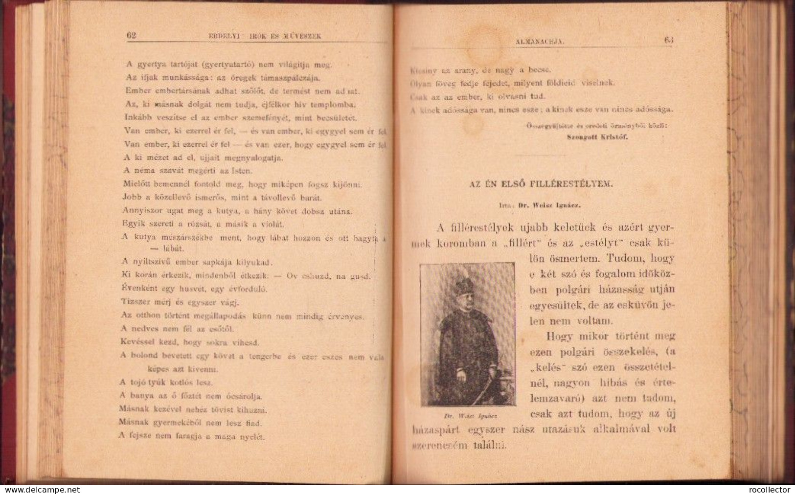 Erdélyi irok és müvészek almanachja szerkesztettek Fekete Béla és Miskolczi Henrik, 1892, Budapest C4328N