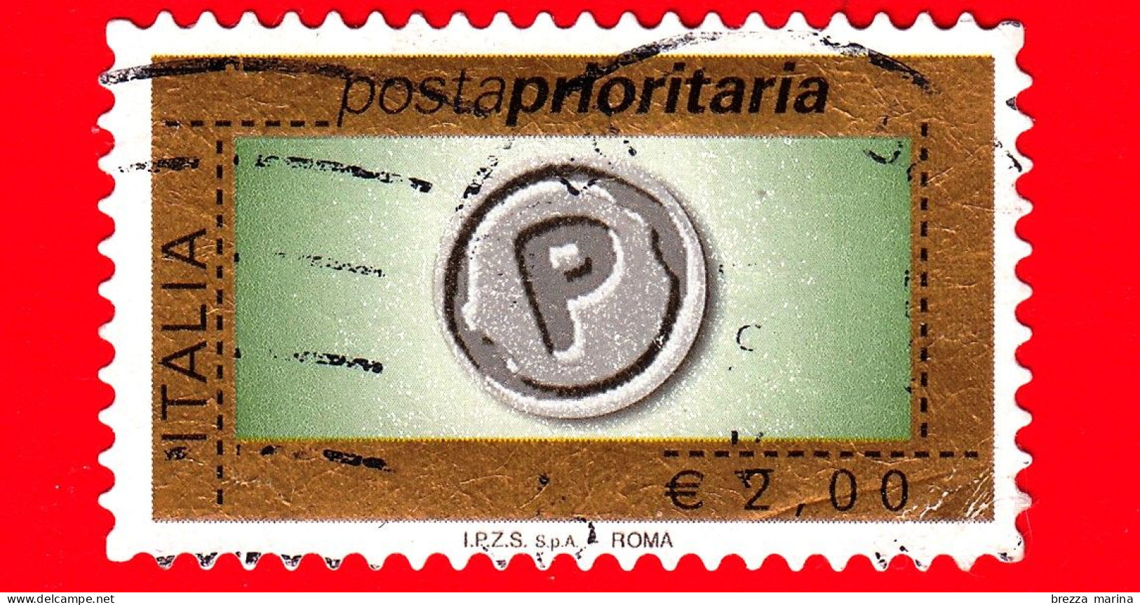 ITALIA - Usato - 2008 - Posta Prioritaria - Senza Numerale - Impronta Della Lettera P - 2.00 - 2001-10: Usados