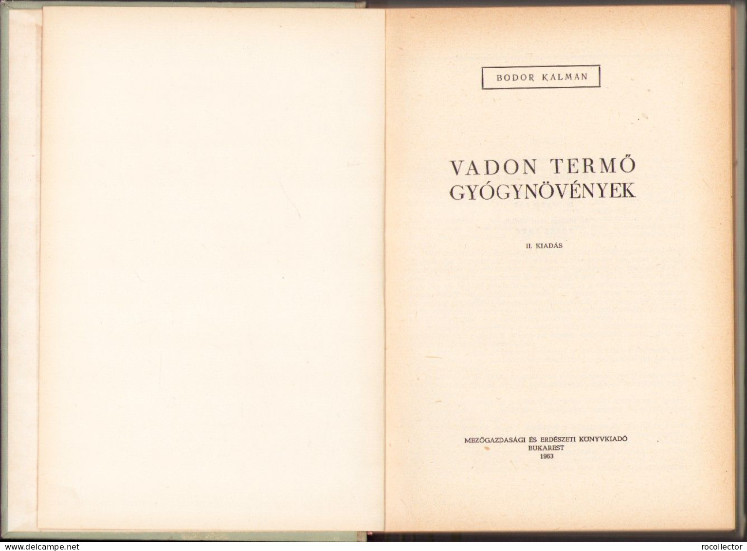 Vadon Termő Gyógynövének Irta Bodor Kálmán, 1963 C4223N - Libri Vecchi E Da Collezione