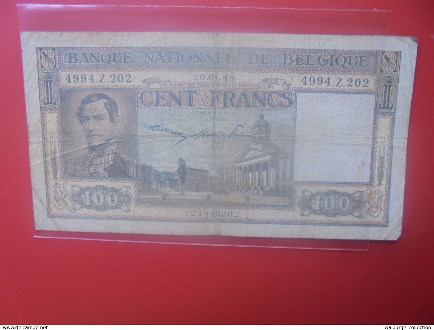 BELGIQUE 100 Francs 1948 Circuler COTES:15-30-80 EURO (B.33) - 100 Francos