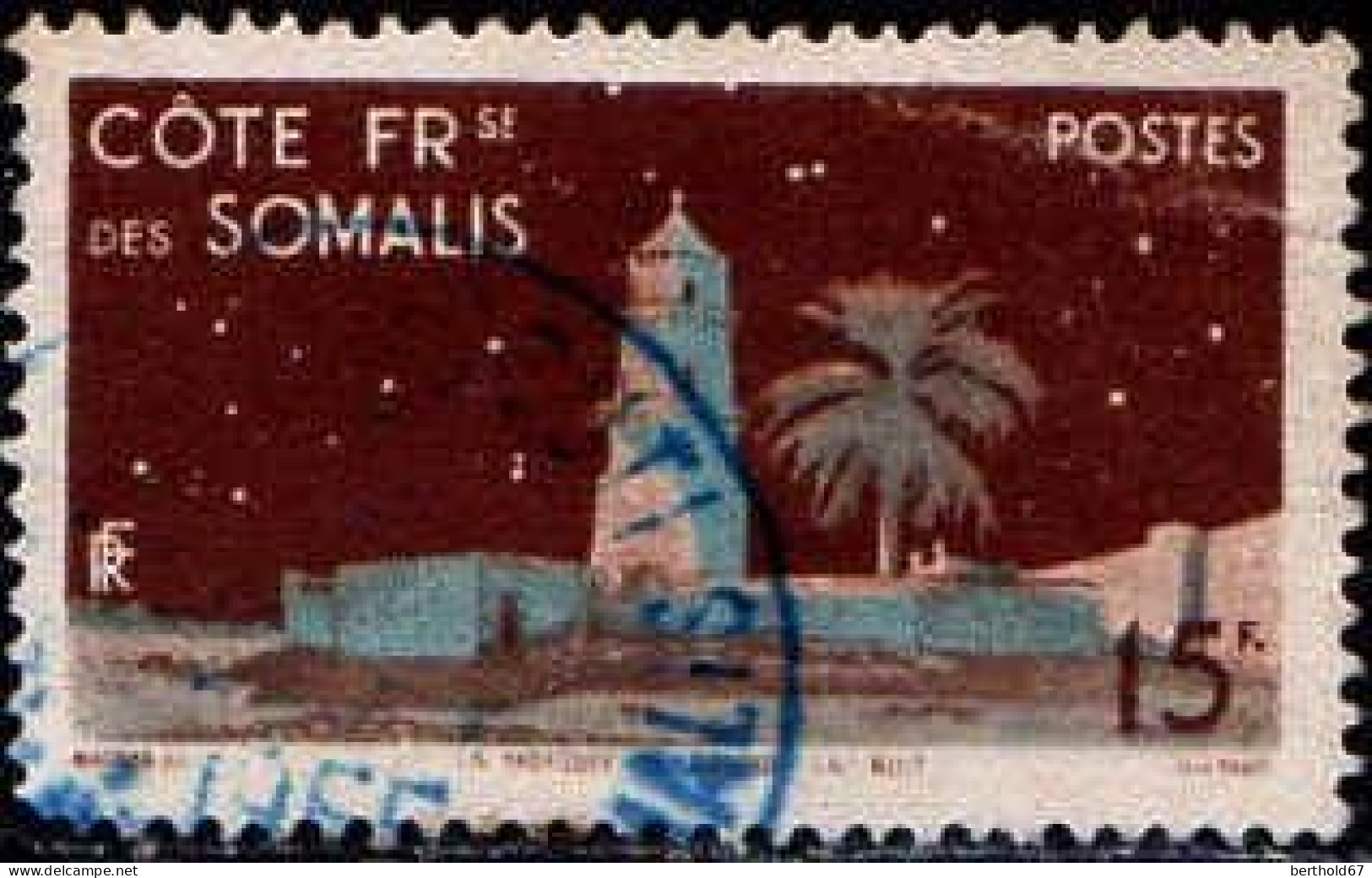 Cte Des Somalis Poste Obl Yv:280 Mi:301 Mosquée De Djibouti La Nuit (TB Cachet Rond) - Oblitérés