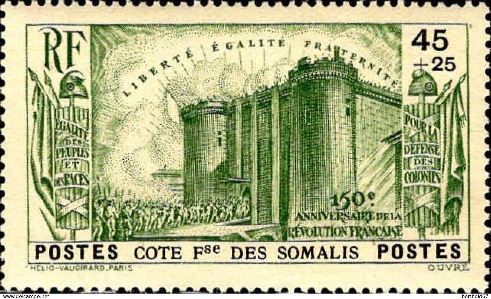 Cte Des Somalis Poste N** Yv:172 Mi:185 Prise De La Bastille - Ungebraucht