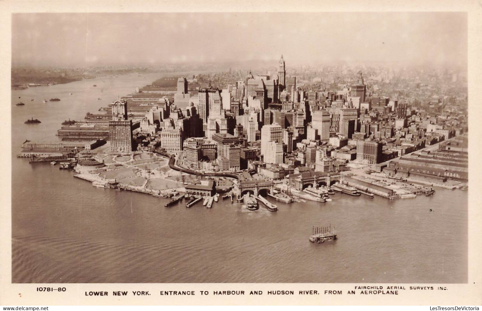 ETATS-UNIS - Lower New York - Entrance To Harbour And Hudson River From An Aeroplane - Carte Postale Ancienne - Otros Monumentos Y Edificios