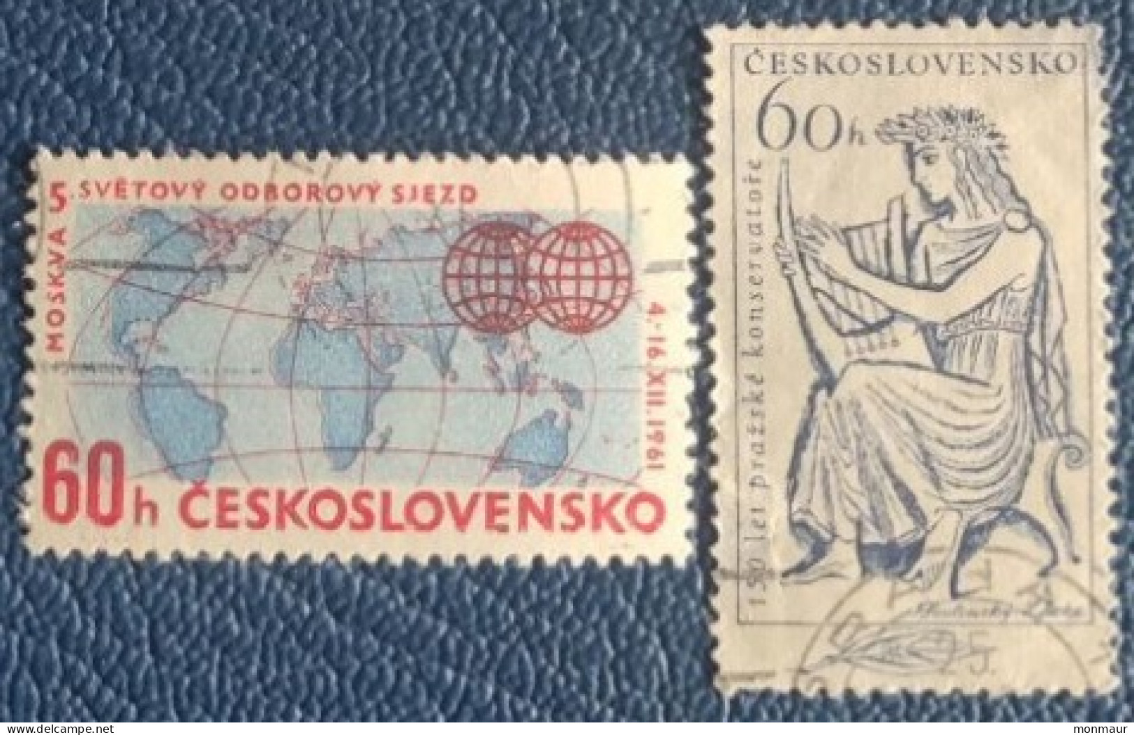 CECOSLOVACCHIA  1961 CONGRESSO SINDACATO OPERAI-SUONATORE DI LIRA - Used Stamps