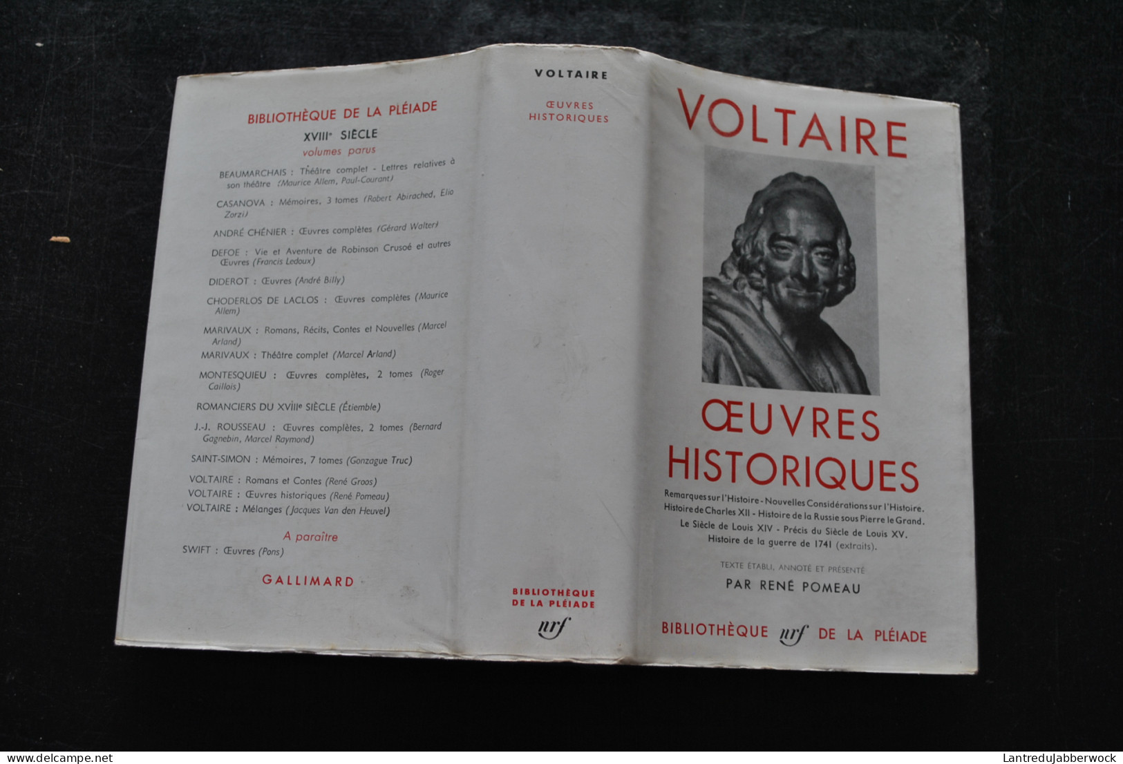 VOLTAIRE Oeuvres Historiques Bibliothèque De La Pléiade Nrf 1957 René Pommeau Rodhoïd Jaquette - La Pleyade