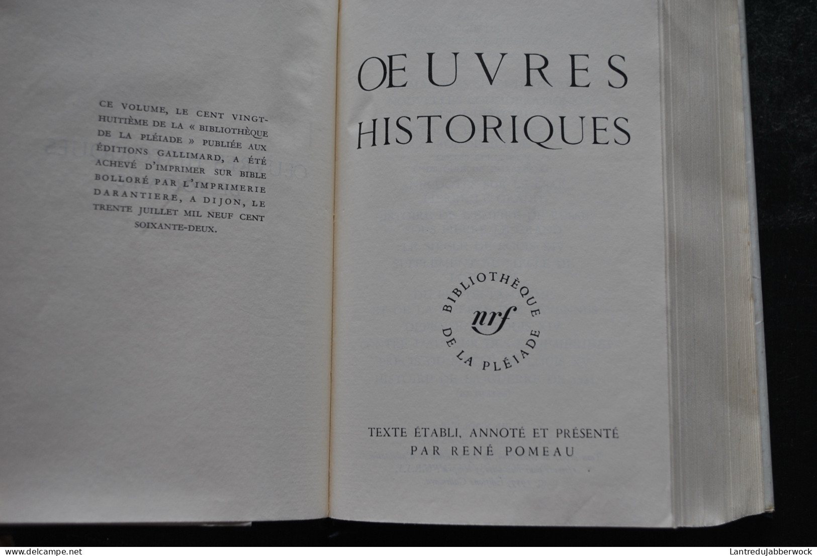 VOLTAIRE Oeuvres Historiques Bibliothèque De La Pléiade Nrf 1957 René Pommeau Rodhoïd Jaquette - La Pléiade