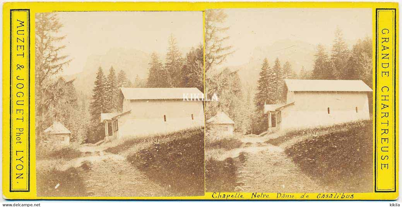 Photo Stéréoscopique (33) 7,3x8 Cm Carton Fort 17,3x8,6 Cm 23 Isère GRANDE CHARTREUSE Chapelle Notre Dame De Casalibus - Stereoscopic