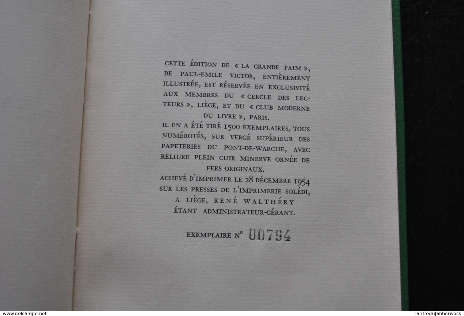 Paul-Emile VICTOR La Grande Faim Groenland Danemark Expédition Aventure Esquimaux Récit 1954 Tirage Limité 1500ex - Storia