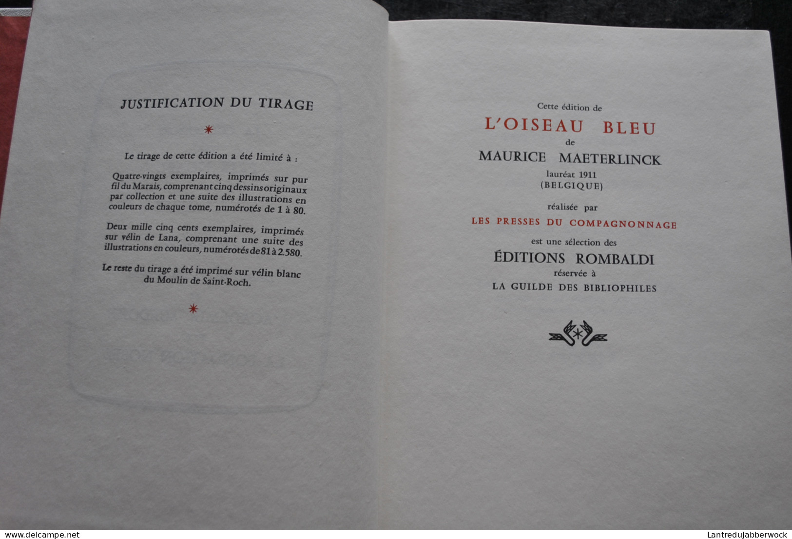 Maurice MAETERLINCK L'oiseau Bleu Illustration Touchargues Cauvet Reliure Picasso Collection Prix Nobel De Littérature - Autres & Non Classés